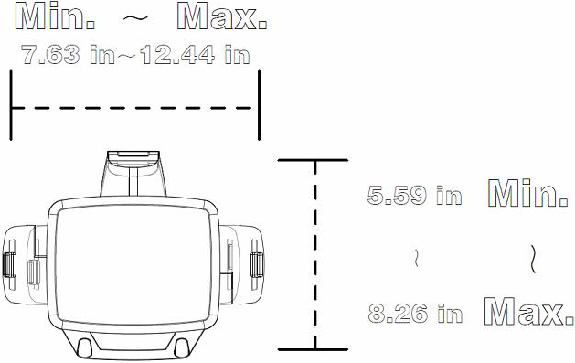 Technical drawing for Cotytech DM-IP20 iPad Desk Mount Dual Swivel Arms