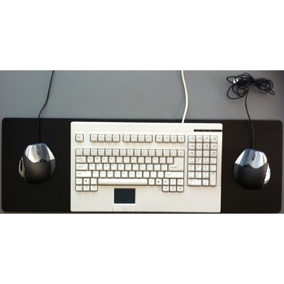 This image shows Keyboard, Left Mouse and Right Mouse (sold separately) on ErgoDirect Large 30" Keyboard Tray ED30KB