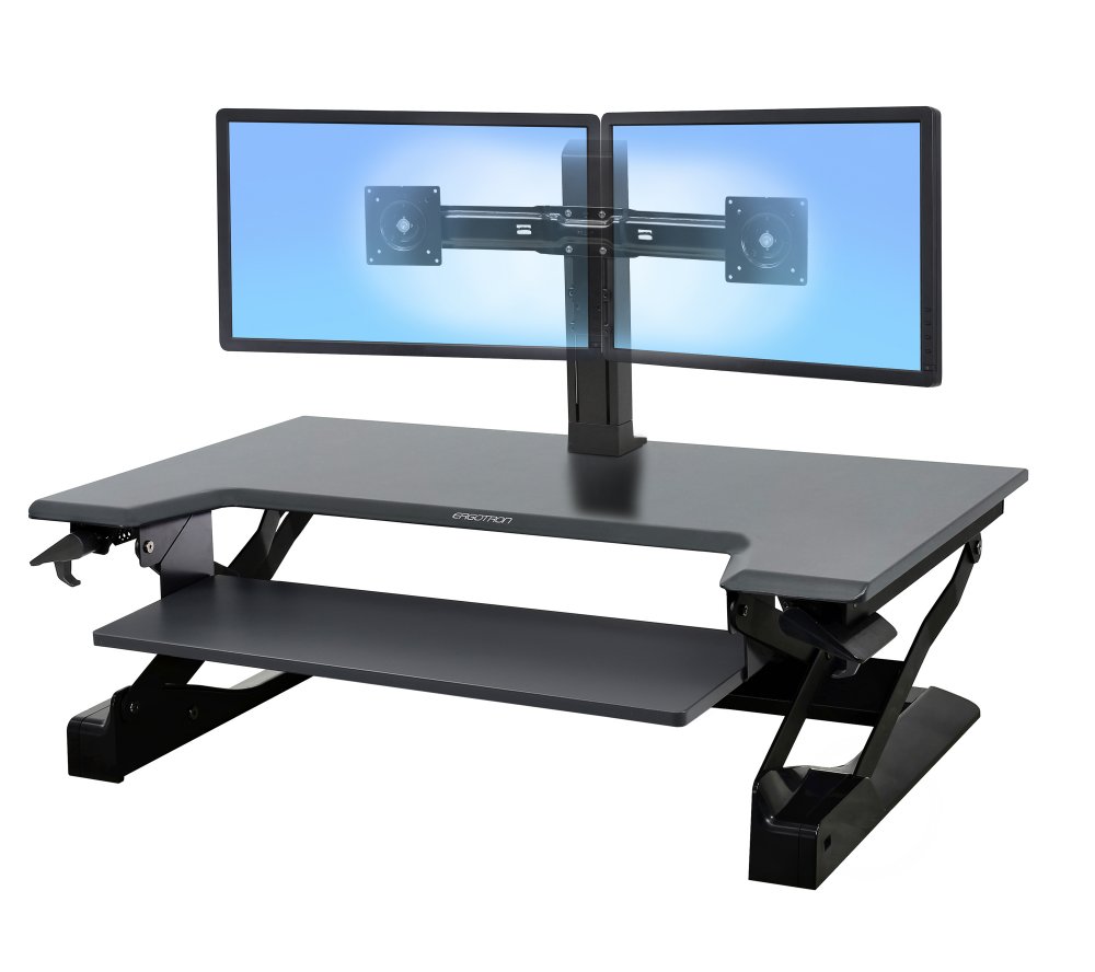 Dual Monitor Sit-Stand Desktop Workstation Black - ErgoDirect EDW-4202D 