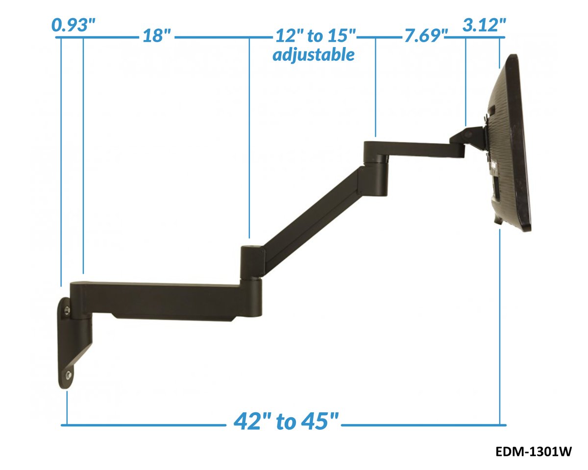 Extra Long Reach Wall Mount Monitor Arm EDM-4518W