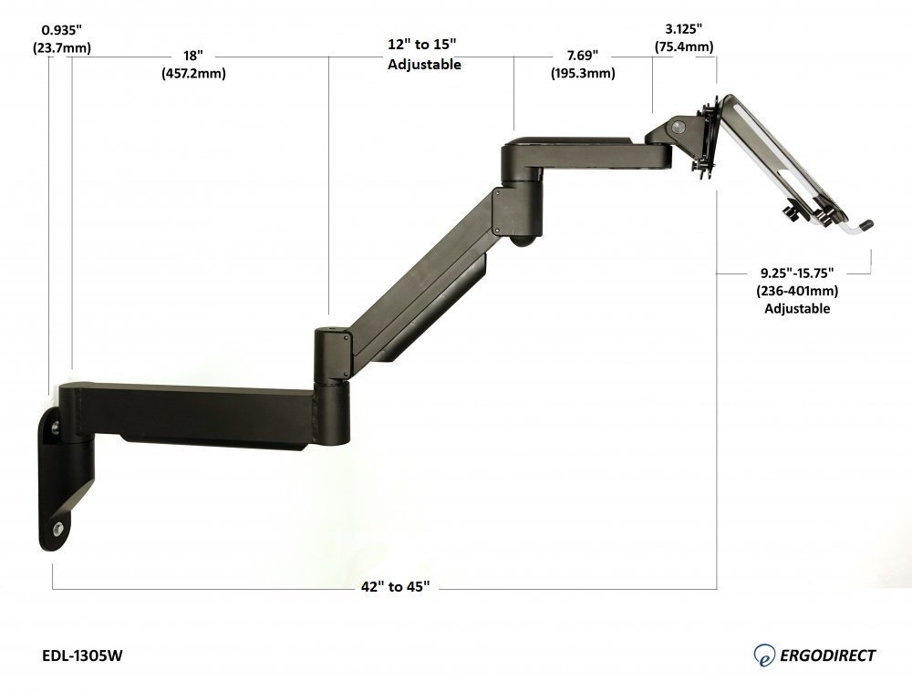 Extra Long Reach Wall Mount Laptop Arm EDL-1305W