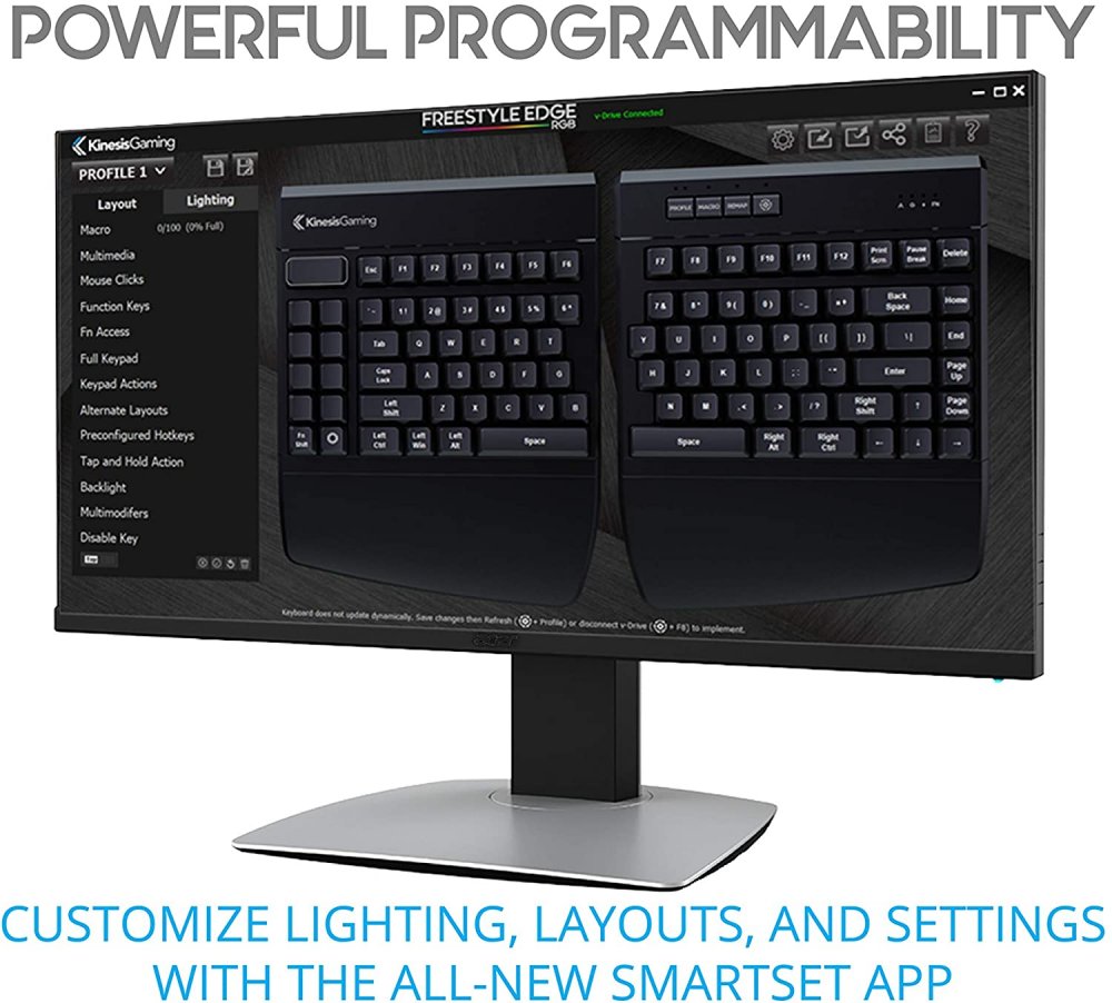 Freestyle Ergonomic RGB Split Mechanical Gaming Keyboard - EDK-RGBM