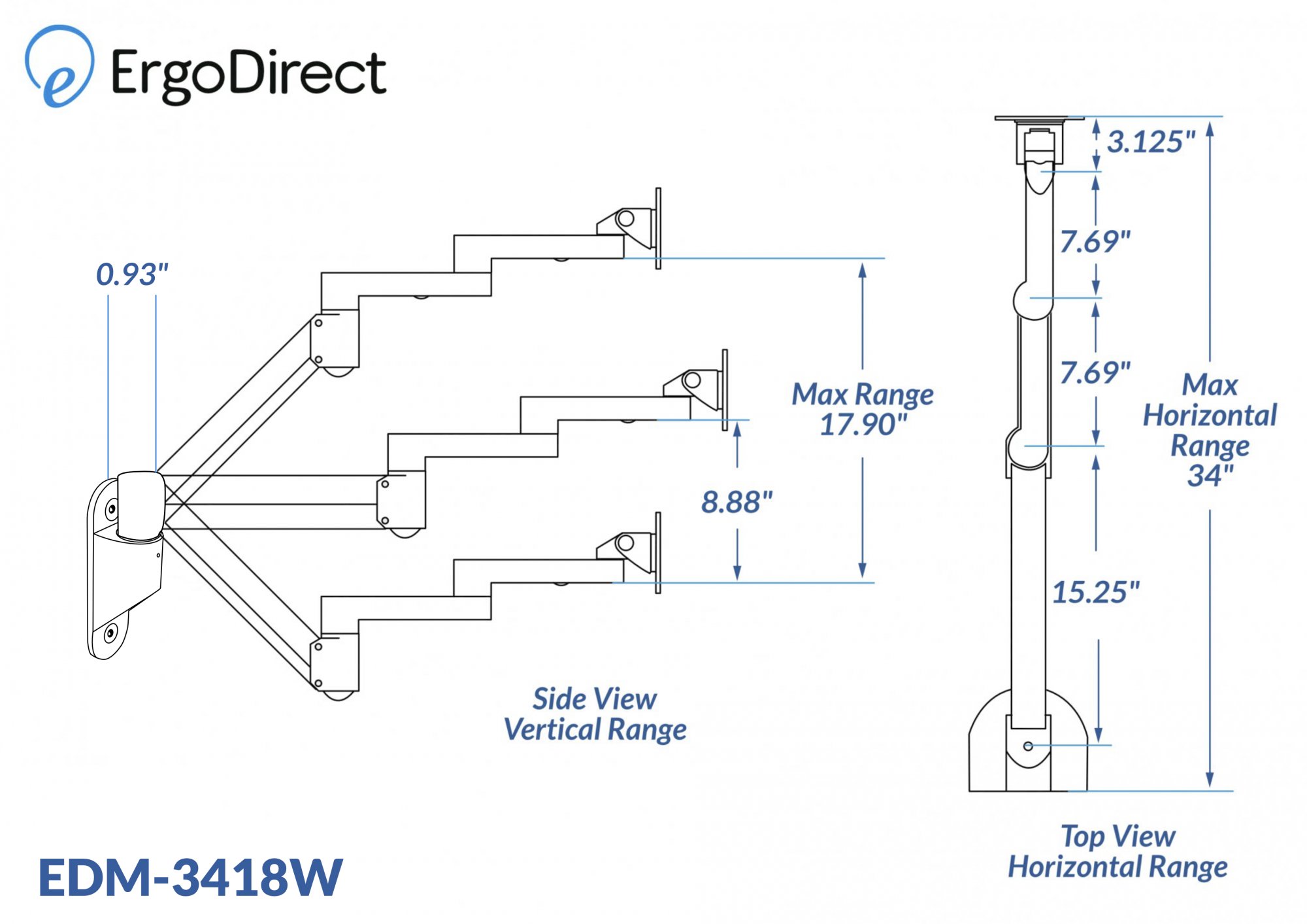 Technical drawing of EDM-3418W