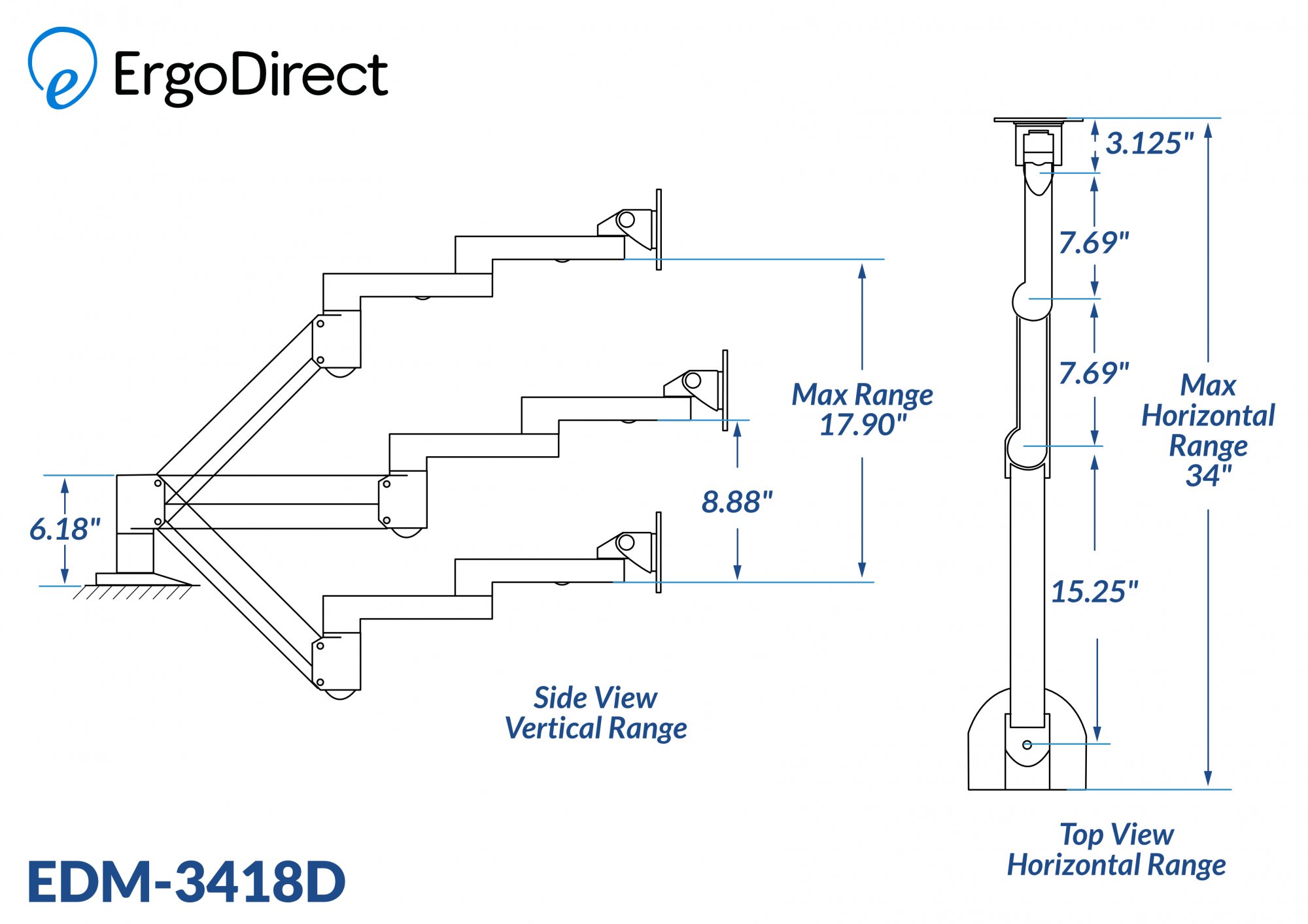 Technical drawing of EDM-3418D