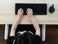 A conventional right-hand keyboard has navigation and numeric keys occupying valuable space on the right side.