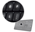 Laser-etched, backlit keys