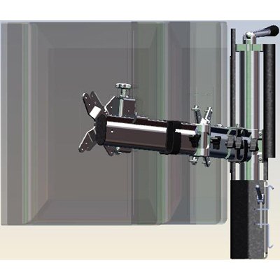 Side view of Ergotech 900-F16-B04 Apex Single Tiered Quad Horizontal Expandable LCD Monitor Mount
