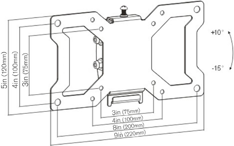 Technical Drawing for Ergotech LD1332-T Slim Tilting Wall Mount