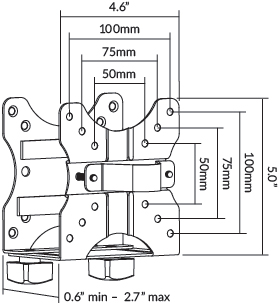 Technical drawing for Ergotech Freedom Thin Client CPU Mount - FDM-TCM-B