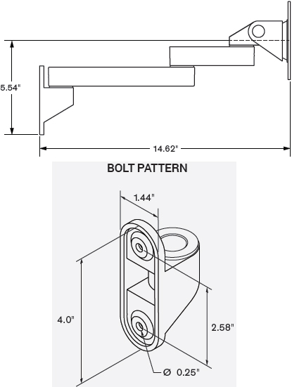 Technical Drawing for Ergotech OMLK-B8-04 OmniLink 2-Link Innovative Wall Mount