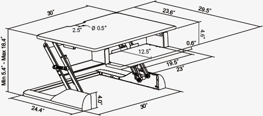 Technical Drawing for Ergotech Freedom 30