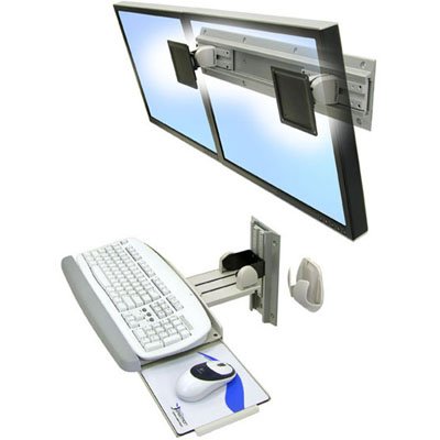 Ergotron 28-513-100 Neo-Flex Keyboard Wall Mount with 28-514-800 Dual Monitor Wall Mount