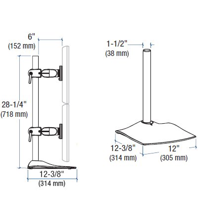 Ergotron 33 091 200 Ds100 Dual Monitor Desk Stand Vertical