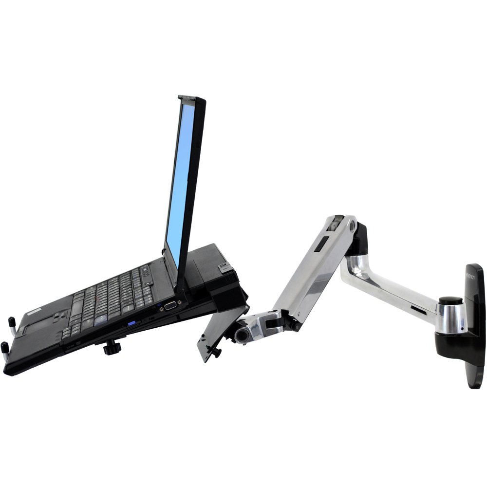 Ergotron 45-243-026 Wall Mount Monitor Arm combined with a Notebook Tray (sold separately)