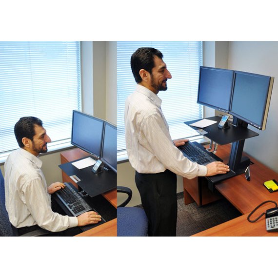 Sit or stand while working with Ergotron 33-341-200 Sit-Stand Workstation