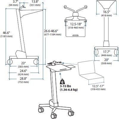 Ergotron Laptop Cart 24-205-214 Height Adjustable Neo-Flex 