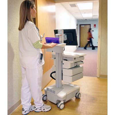 Ergotron SV32-81211 StyleView PHD LCD Cart with Drawer Powered (White/Grey)