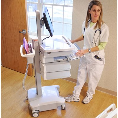 Ergotron SV32-81211 StyleView PHD LCD Cart with Drawer Powered (White/Grey)