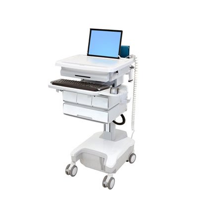 Ergotron SV32-81124 StyleView Patient Healthcare Delivery PHD Laptop Cart with 4 Drawers Powered