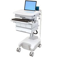 Ergotron SV32-81124 StyleView Patient Healthcare Delivery PHD Laptop Cart with 4 Drawers Powered