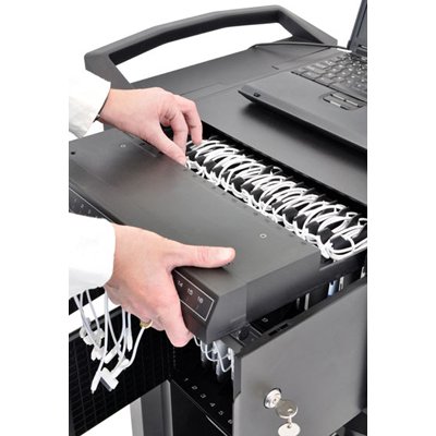 Inused image of Ergotron 24-238-085 Tablet or iPads Management Cart with Individual Status Indicators (ISI), Two Modules, 32 Tablet Capacity (Black)