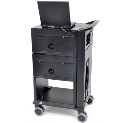 Back side of Ergotron 24-224-085 32 Tablet Capacity Tablet or iPad Management Cart (Black)