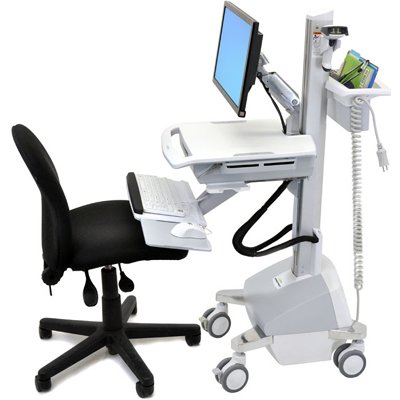 Ergotron SV42-42302 StyleView EMR Cart with LCD Monitor Arm, Life Powered