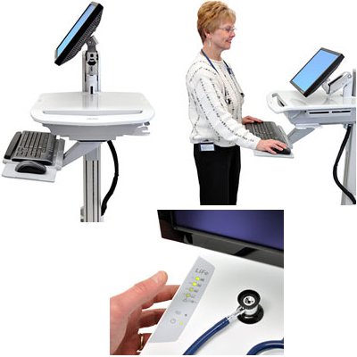 Ergotron SV42-42302 StyleView EMR Cart with LCD Monitor Arm, Life Powered