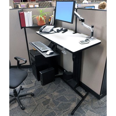 Ergotron 24-219-200 WorkFit-D Sit-Stand Desk with Desk Mount Arm, Keyboard Arm, CPU Holder (sold separately)