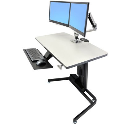 Ergotron 24-219-200 WorkFit-D Sit-Stand Desk with Dual Desk Mount Arm, Keyboard Arm (sold separately)