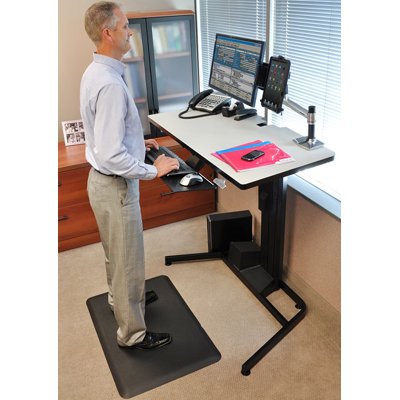 Ergotron 24-219-200 WorkFit-D Sit-Stand Desk with Desk Mount Arm, Keyboard Arm, Floor Mat, Tablet Cradle (sold separately)