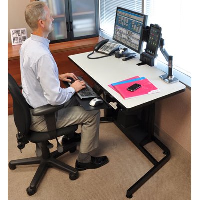 Ergotron 24-219-200 WorkFit-D Sit-Stand Desk with Desk Mount Arm, Keyboard Arm, Floor Mat, Tablet Cradle (sold separately)