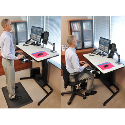 Ergotron 24-219-200 WorkFit-D Sit-Stand Desk with Desk Mount Arm, Keyboard Arm, Floor Mat, Tablet Cradle (sold separately)