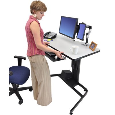 Ergotron 24-219-200 WorkFit-D Sit-Stand Desk with Desk Mount Arm, Keyboard Arm, Tablet Cradle (sold separately)