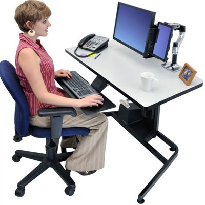 Ergotron 24-219-200 WorkFit-D Sit-Stand Desk with Desk Mount Arm, Keyboard Arm, Tablet Cradle (sold separately)