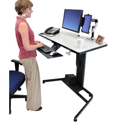 Ergotron 24-219-200 WorkFit-D Sit-Stand Desk with Desk Mount Arm, Keyboard Arm, Tablet Cradle (sold separately)