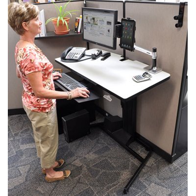 Ergotron 24-219-200 WorkFit-D Sit-Stand Desk with Desk Mount Arm, Keyboard Arm, Tablet Cradle (sold separately)