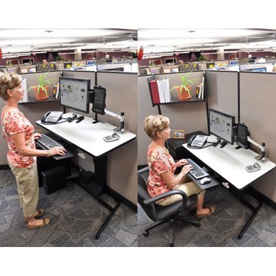 Ergotron 24-219-200 WorkFit-D Sit-Stand Desk with Desk Mount Arm, Keyboard Arm, Tablet Cradle (sold separately)