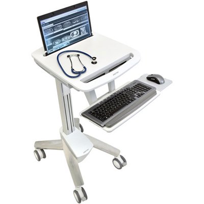 Inused image of Ergotron SV41-41004 StyleView EMR Laptop Cart non-powered (white, grey and polished aluminum)