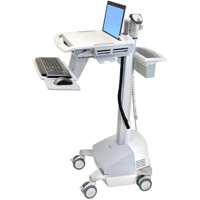 Ergotron SV42-42402 StyleView EMR Laptop Cart Powered (white, grey and polished aluminum)