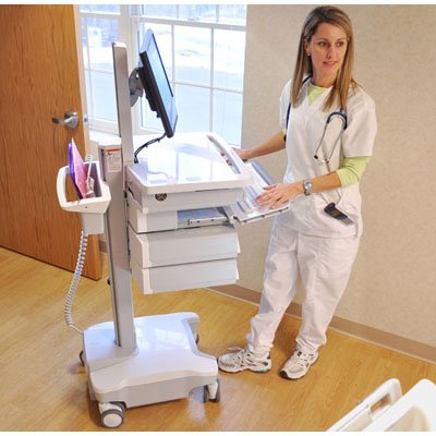 Inused image of  Ergotron SV32-51222 StyleView PHD LCD Cart with 2 Drawers and LiFe Powered (white/grey)