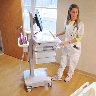 Inused image of Ergotron SV32-91224 StyleView PHD LCD Cart with 4 Drawers and Powered (white/grey)