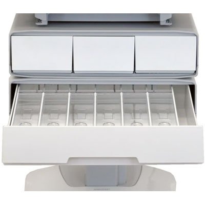 This image shows the 4 drawers of Ergotron SV32-91224 StyleView PHD LCD Cart with 4 Drawers and Powered (white/grey)