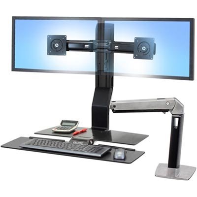 Ergotron 24-272-026 WorkFit-A Dual Monitor Sit-Stand Workstation with Worksurface