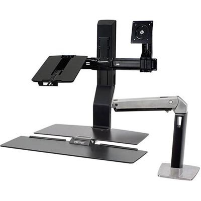 Ergotron 24-273-026 WorkFit-A LCD & Laptop Sit-Stand Workstation with Worksurface (polished aluminum/black)