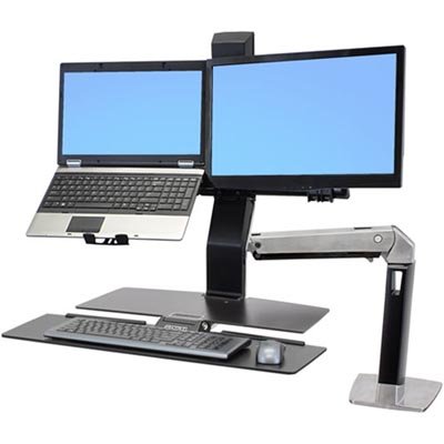 Ergotron 24-273-026 WorkFit-A LCD & Laptop Sit-Stand Workstation with Worksurface
