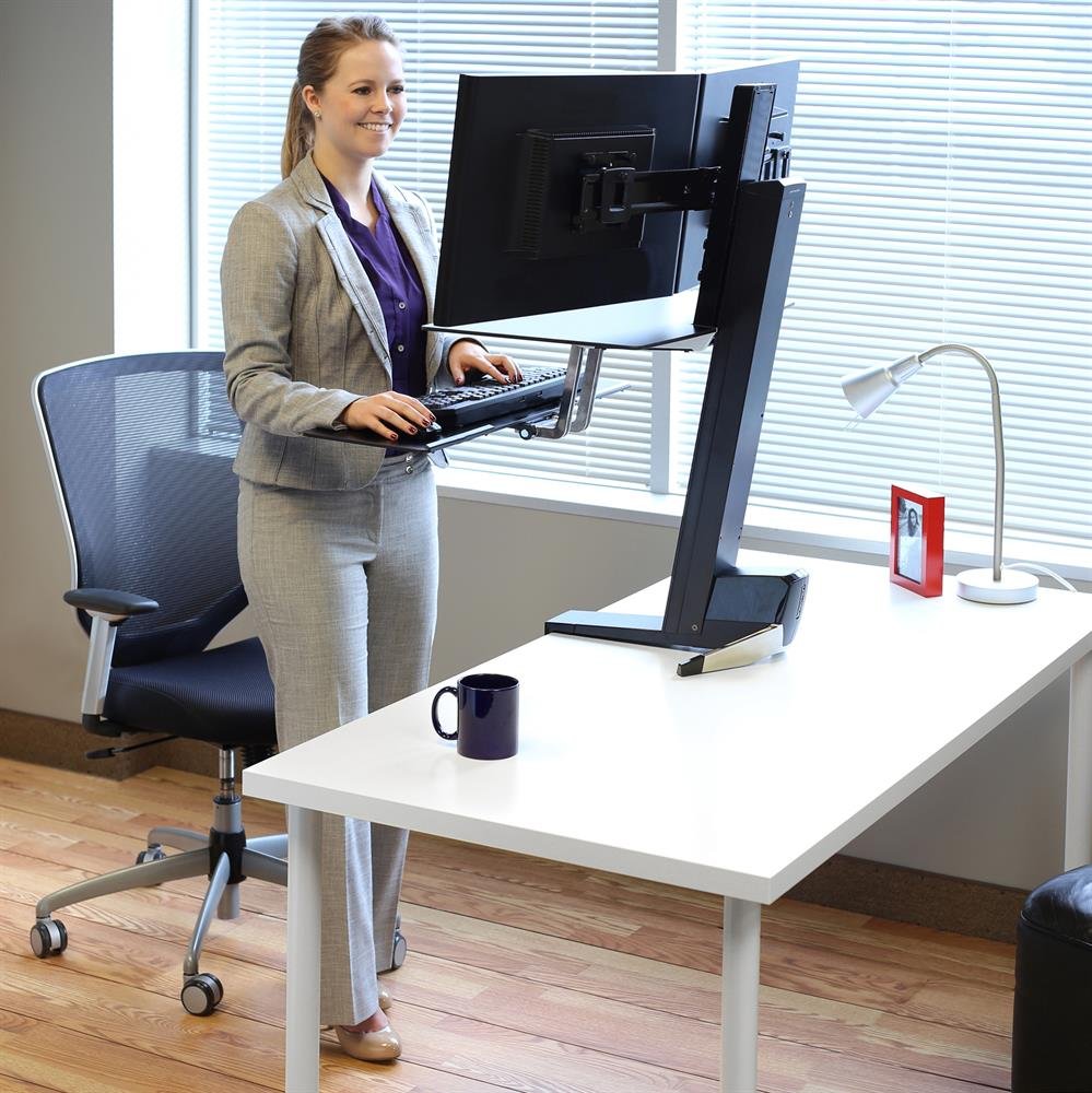 Stand and Work with Ergotron 33-349-200 Dual Monitor Workstation