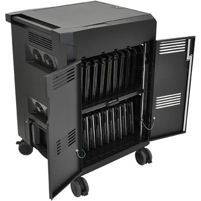 Open Side View of Ergotron 24-291-085 PS Laptop Charging Cart with PowerShuttle Technology Black