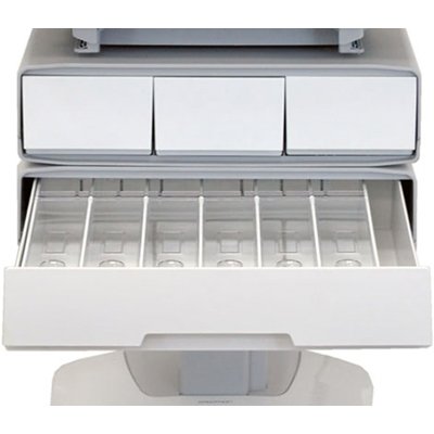 Lower Open Drawer of Ergotron SV32-6141-1 StyleView PHD Healthcare Notebook Cart with 4 Drawers and Powered (white/grey)