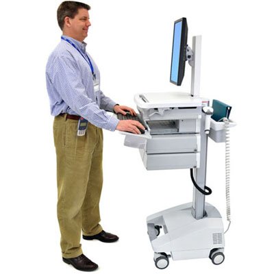 Inused Imgae of Ergotron SV32-6341-1 StyleView PHD Healthcare LCD Cart with 4 Drawers and Powered (white/grey)